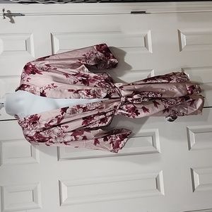 Davids Bridal dusty pink floral bridal party robe